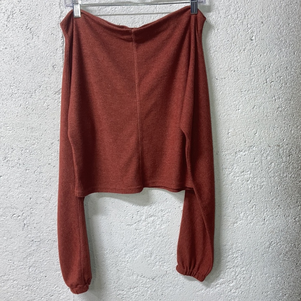 Vestique size Small Long Sleeve Off Shoulder Fuzzy Knit Top